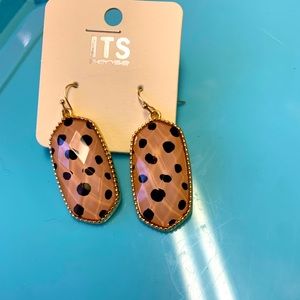 Tan earrings with black dots